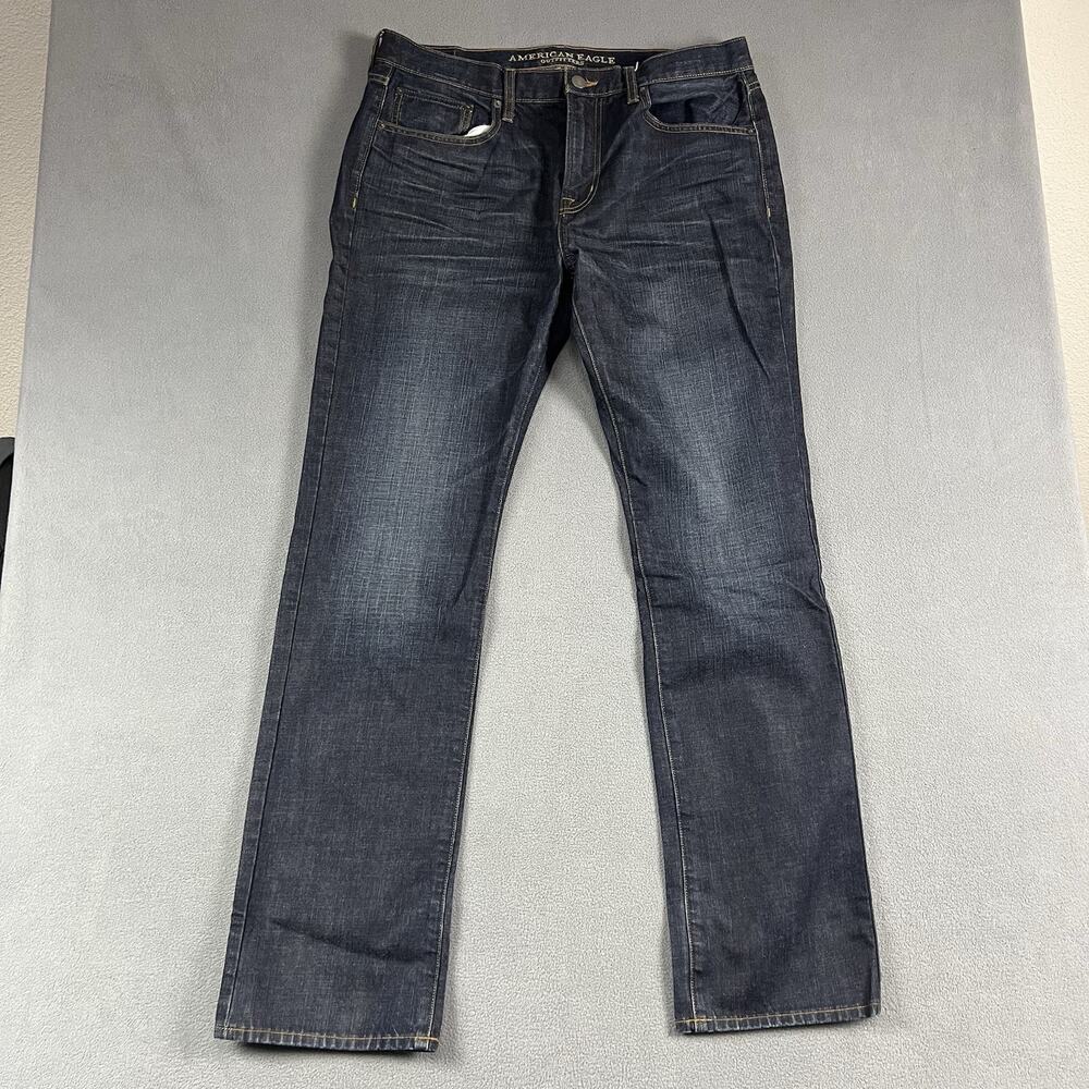 American Eagle Jeans Mens 36x36 Blue Original Straight Preppy Dark Wash Denim